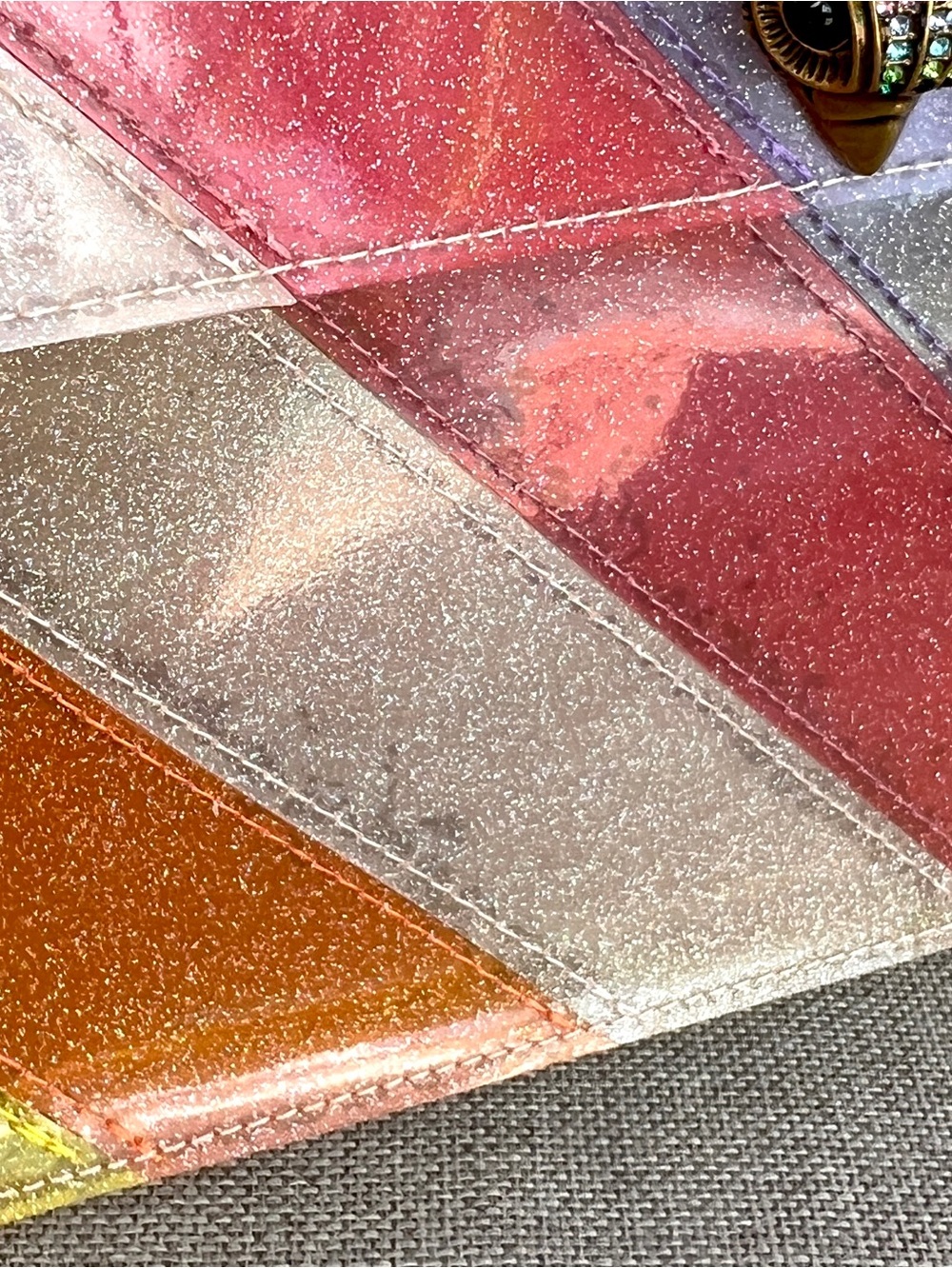 Kensington Vinyl CLEAR RAINBOW GLITTERED crossbody / shoulder bag - Picture 16 of 17